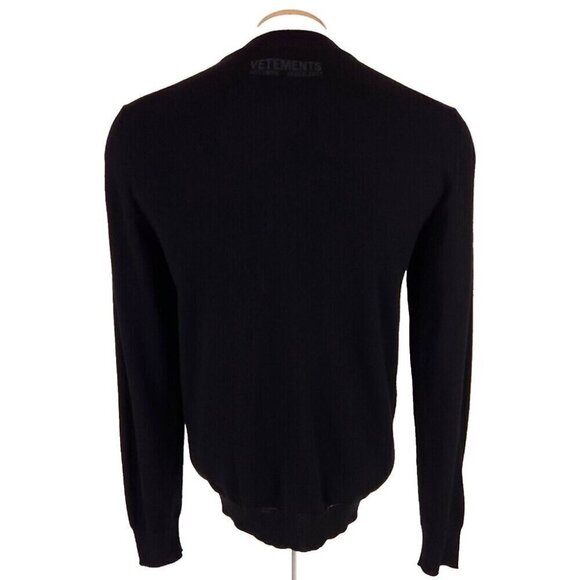 Vetements Logo Crewneck Knit Size M Mens Black Long Sleeve Sweater NWT - Picture 6 of 13